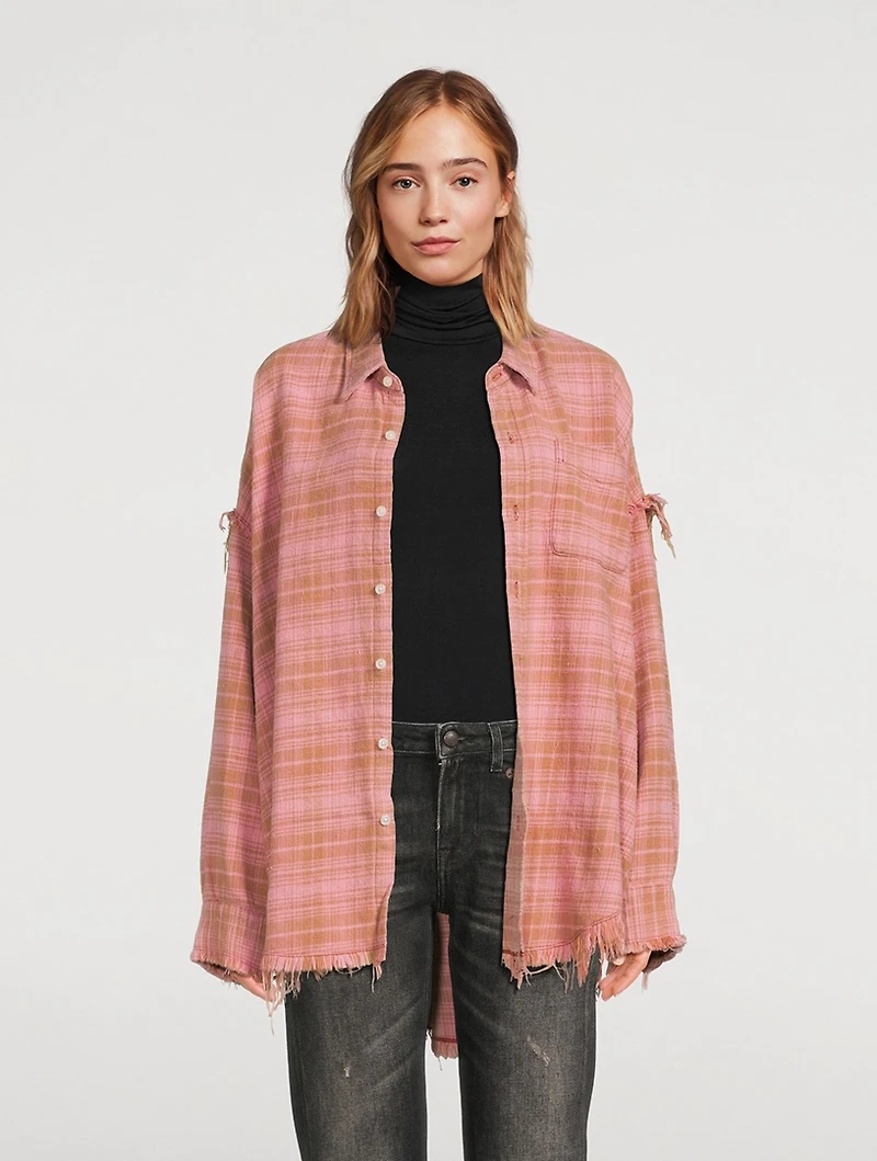 Oversized Shredded Flannel Shirt