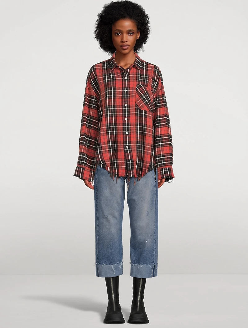 Boxy Work Shirt Plaid Print