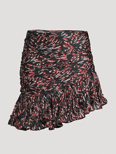 Asymmetric Mini Skirt Screw Print
