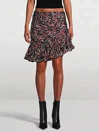 Asymmetric Mini Skirt Screw Print