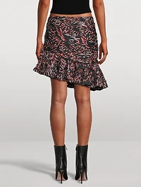 Asymmetric Mini Skirt Screw Print