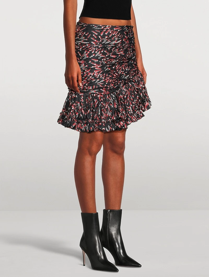 Asymmetric Mini Skirt Screw Print
