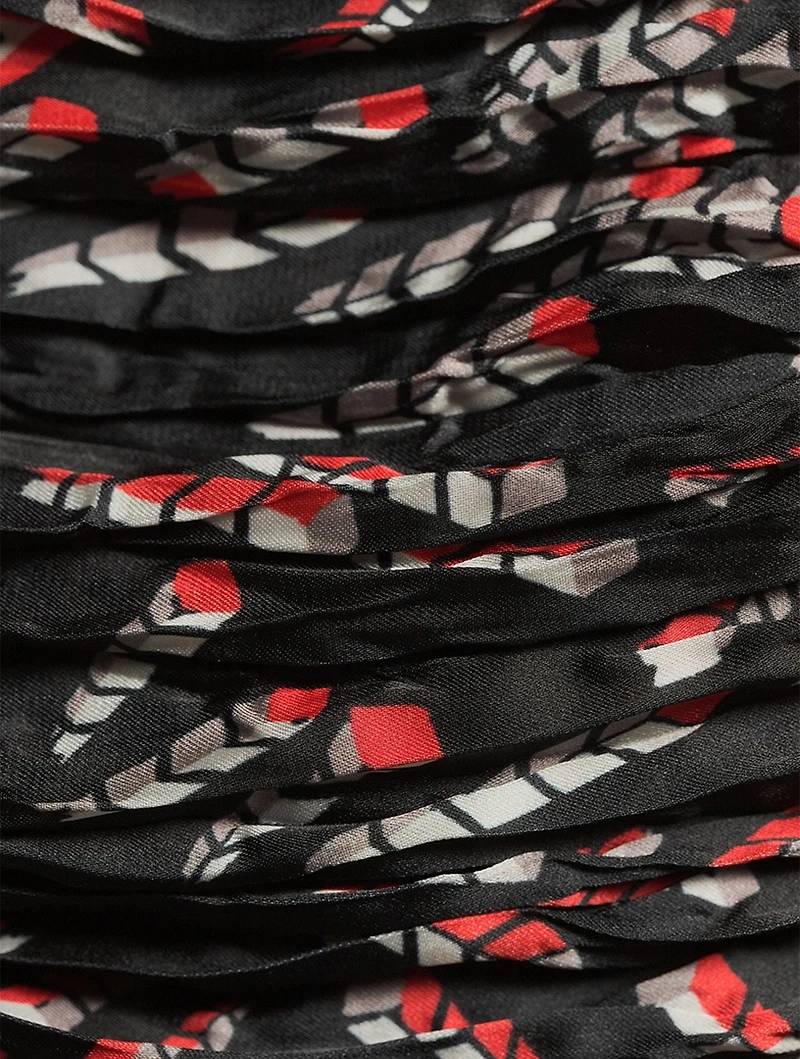 Asymmetric Mini Skirt Screw Print