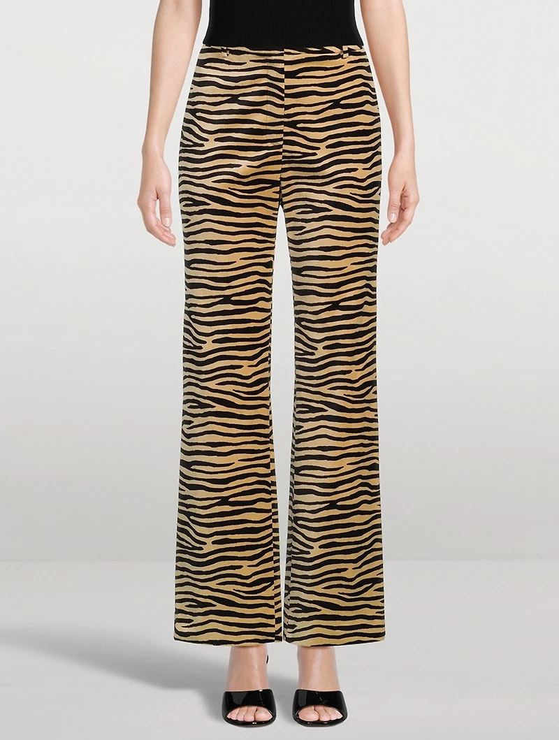Straight-Leg Trousers Tiger Stripe Print