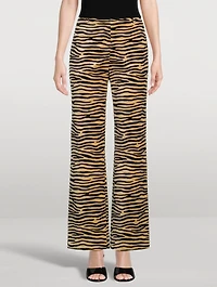 Straight-Leg Trousers Tiger Stripe Print