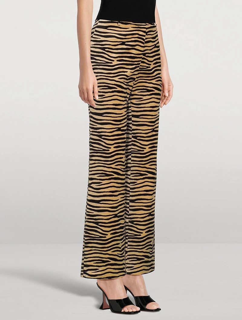 Straight-Leg Trousers Tiger Stripe Print