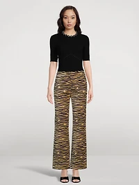 Straight-Leg Trousers Tiger Stripe Print