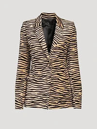 Single-Breasted Blazer Tiger Stripe Print