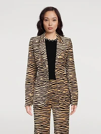 Single-Breasted Blazer Tiger Stripe Print