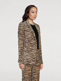 Single-Breasted Blazer Tiger Stripe Print