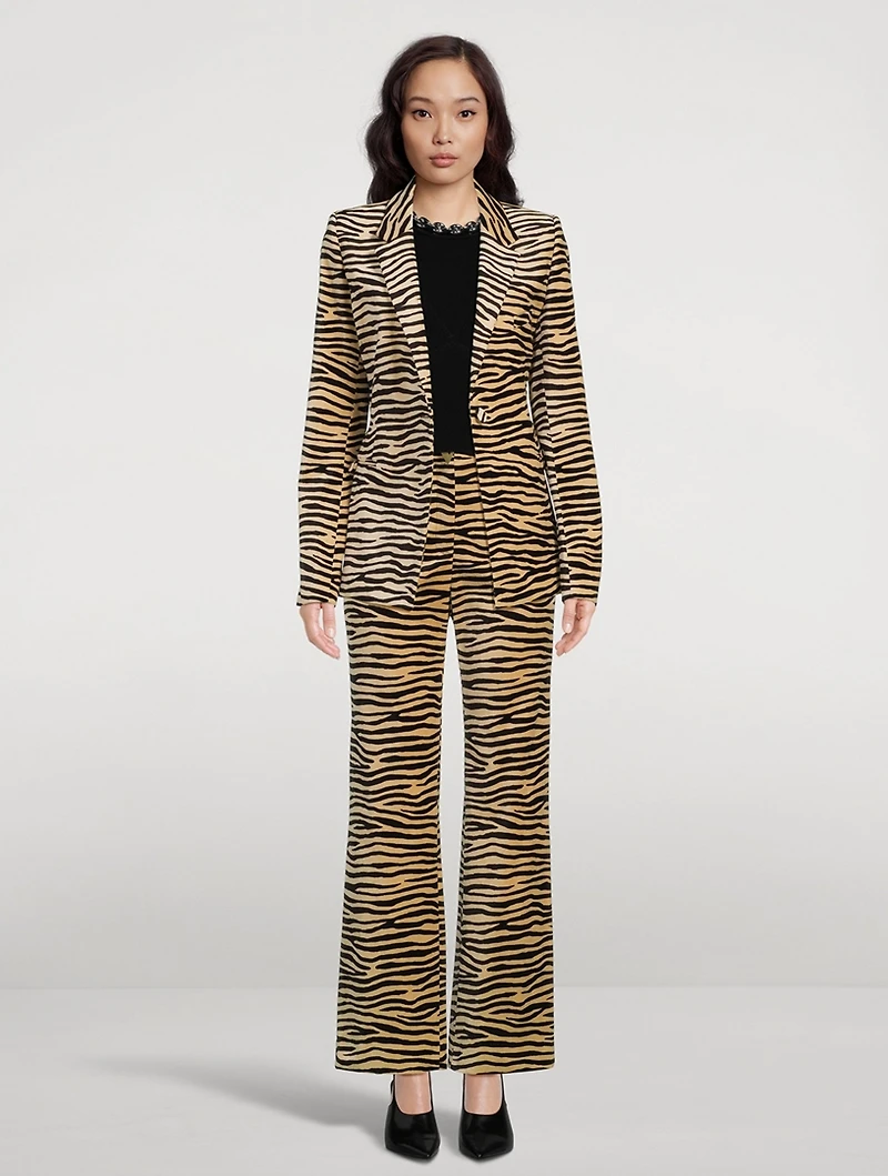 Single-Breasted Blazer Tiger Stripe Print