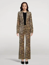 Single-Breasted Blazer Tiger Stripe Print