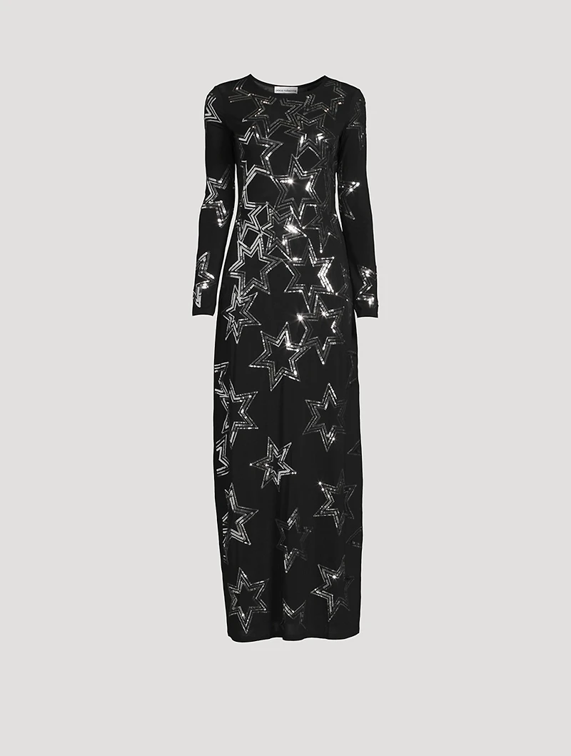 Star-Embellished Jersey Maxi Dress