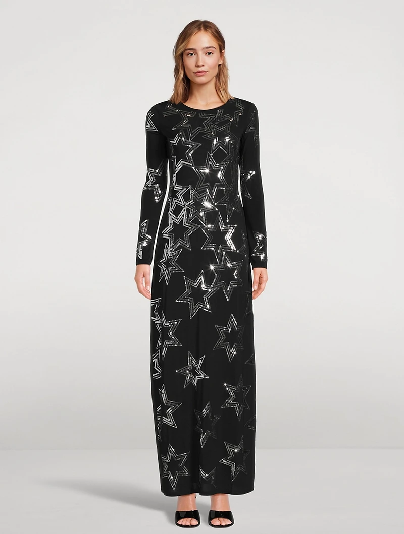 Star-Embellished Jersey Maxi Dress