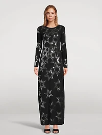 Star-Embellished Jersey Maxi Dress