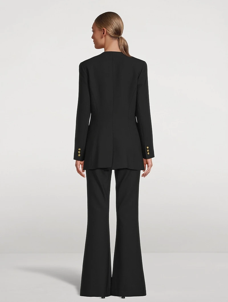 Collarless Double-Breasted Blazer