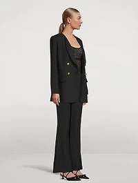 Collarless Double-Breasted Blazer