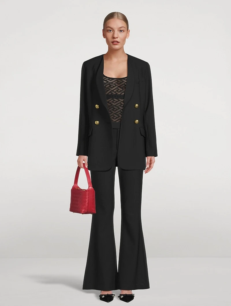 Collarless Double-Breasted Blazer