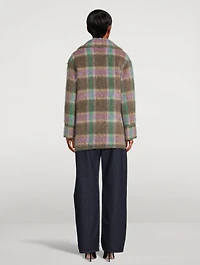 Double-Breasted Coat Plaid Print