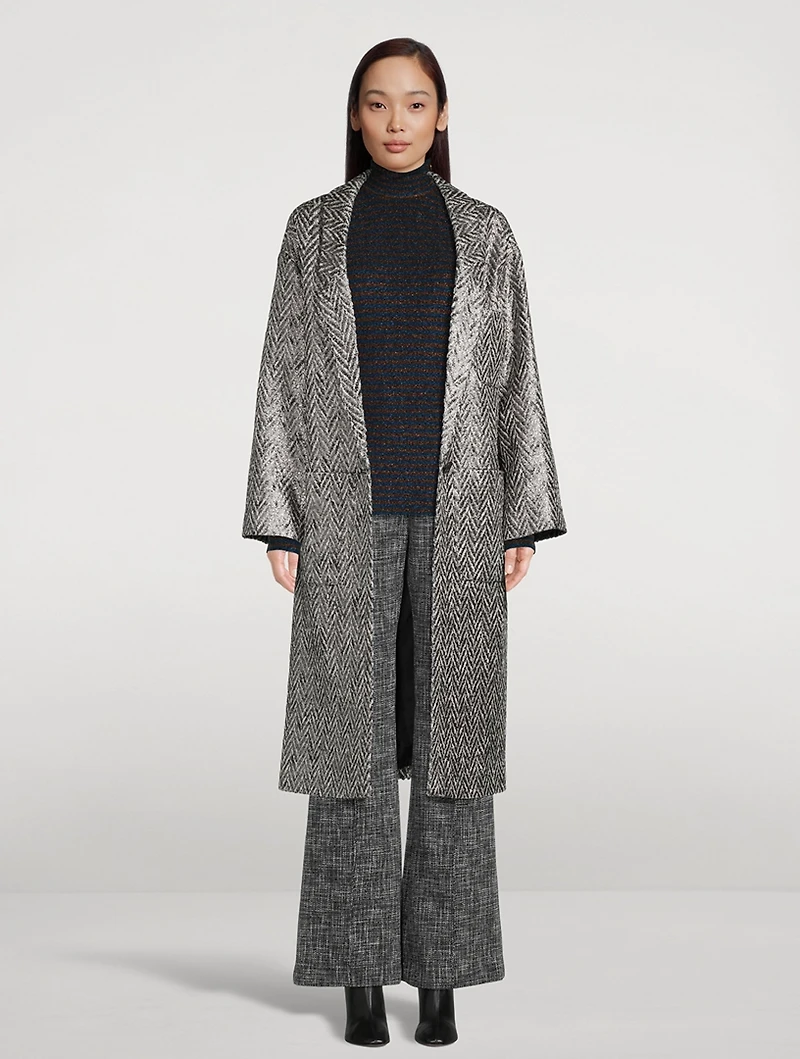 Metallic Herringbone Coat