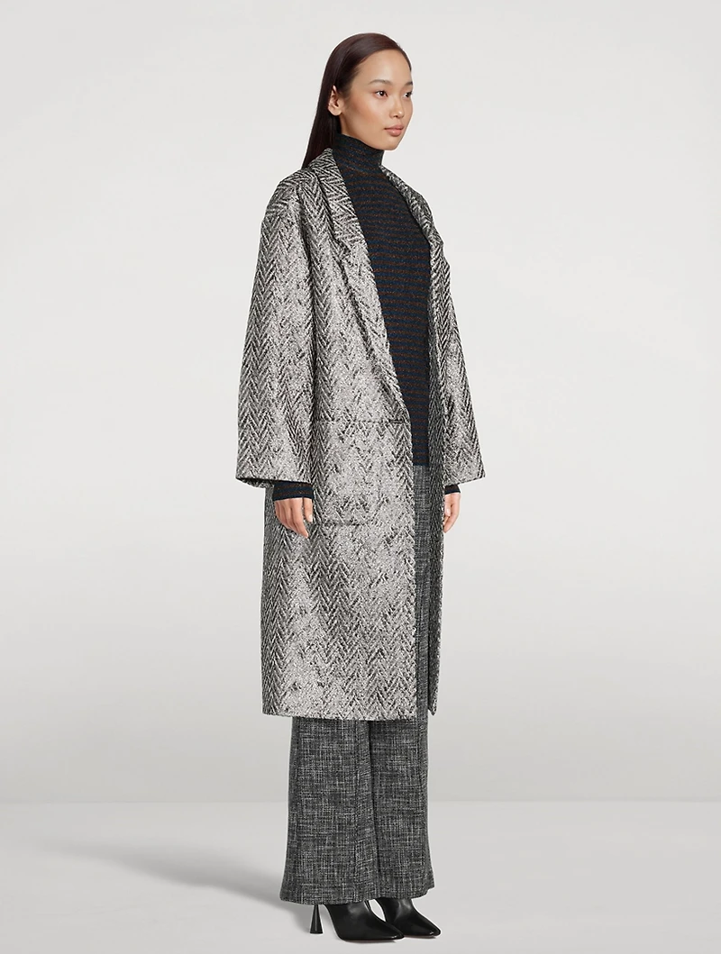 Metallic Herringbone Coat