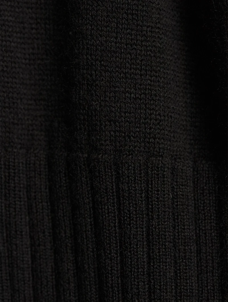 Cape-Sleeve Wool Dress