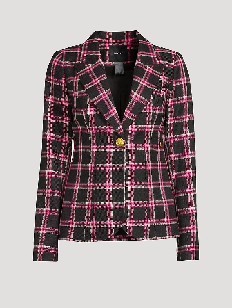 Duchess Wool Blazer Plaid Print