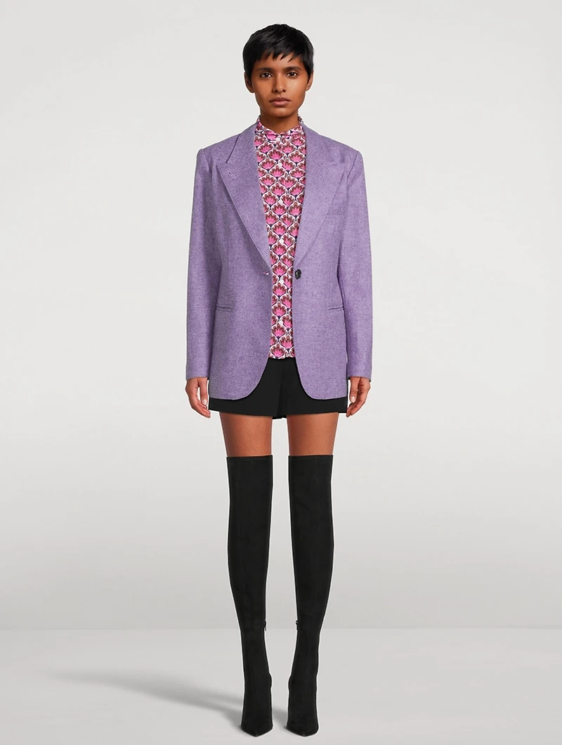 Puff-Sleeve Blouse Tile Print