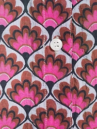 Puff-Sleeve Blouse Tile Print