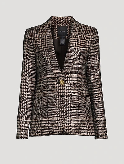 Hutton Metallic Blazer Plaid Print