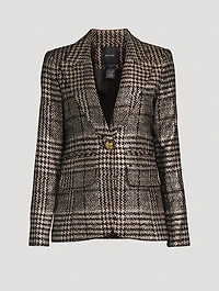 Hutton Metallic Blazer Plaid Print