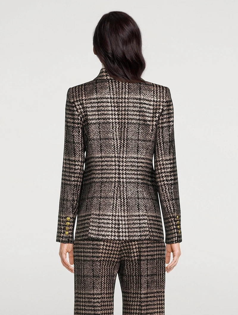 Hutton Metallic Blazer Plaid Print