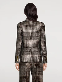 Hutton Metallic Blazer Plaid Print