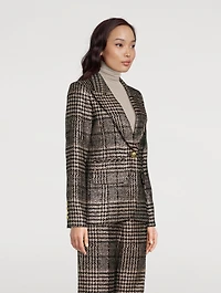 Hutton Metallic Blazer Plaid Print