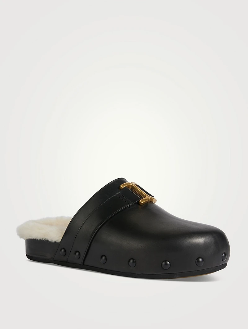 Marcie Shearling-Lined Leather Clogs