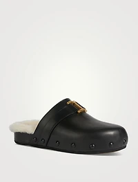 Marcie Shearling-Lined Leather Clogs
