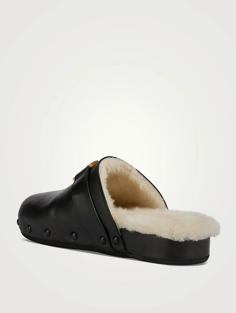 Marcie Shearling-Lined Leather Clogs