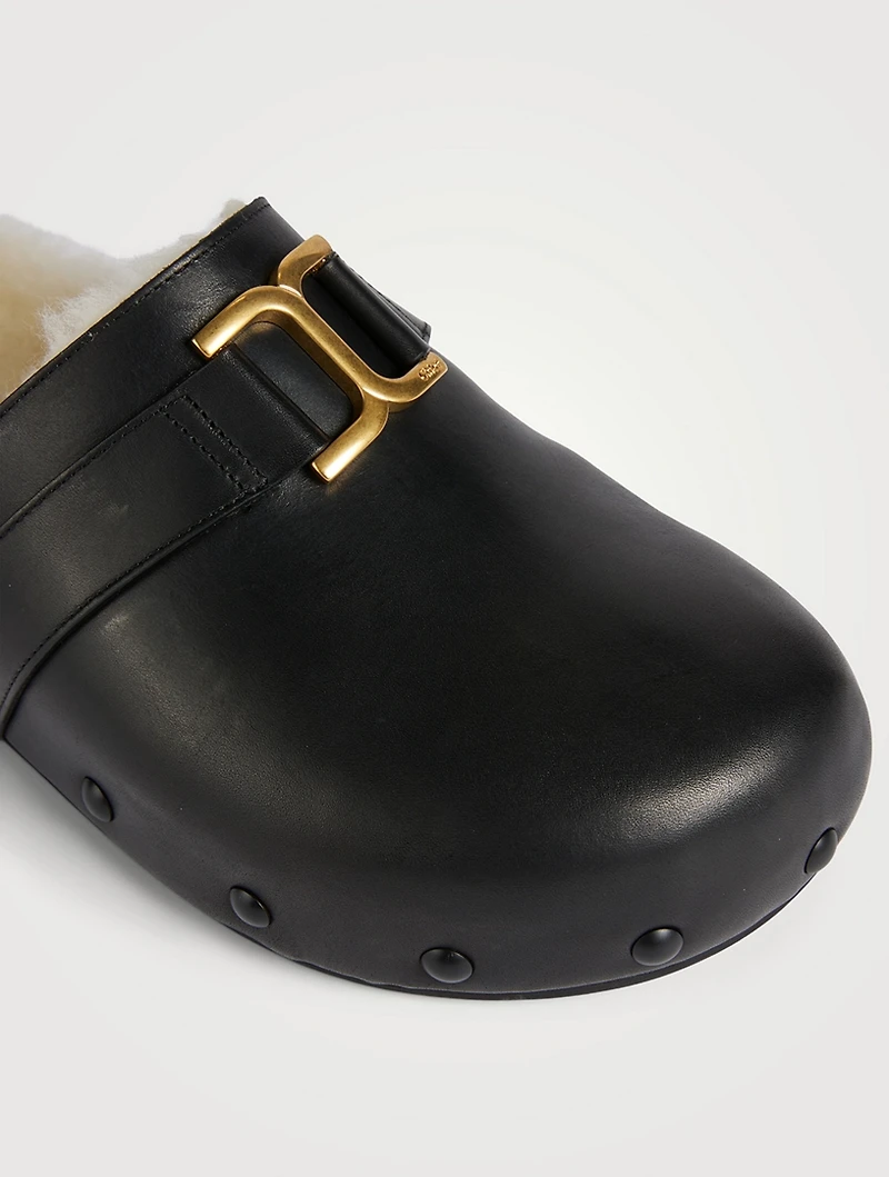 Marcie Shearling-Lined Leather Clogs
