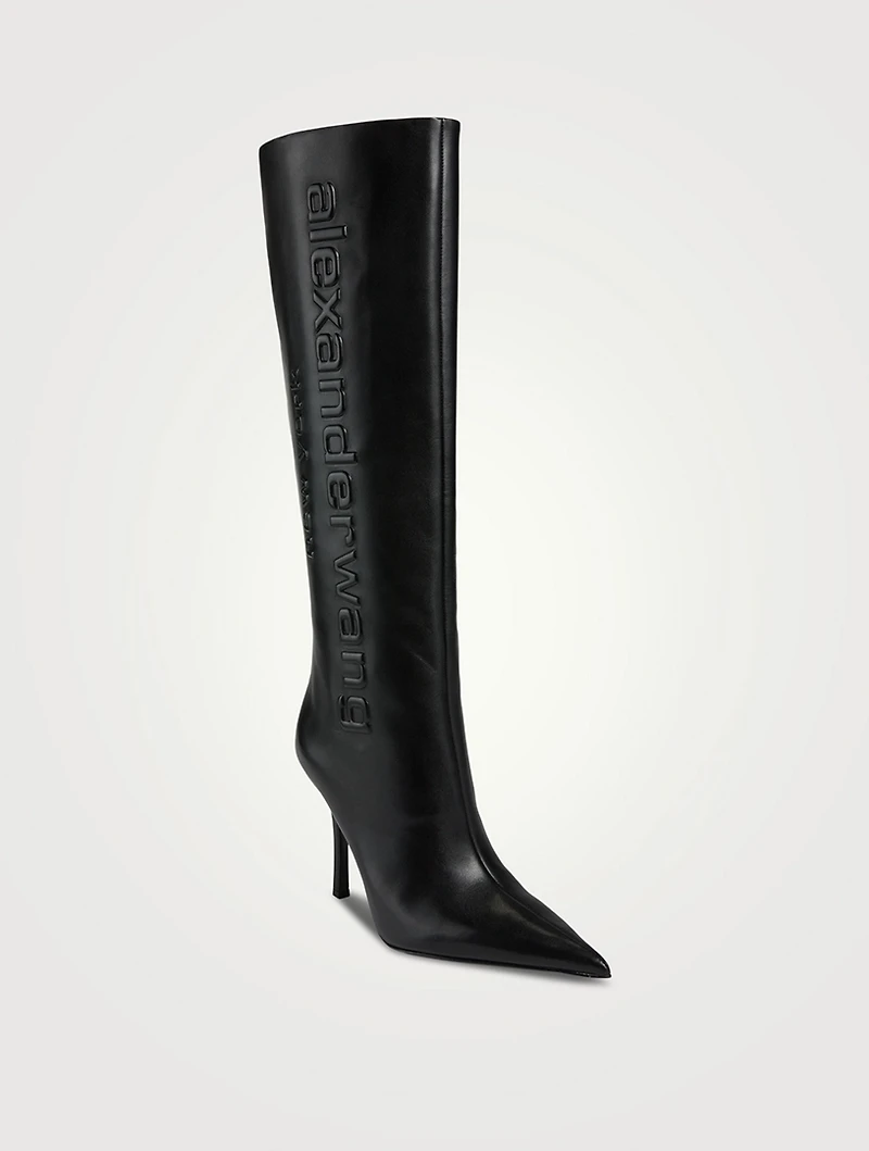 Delphine Embossed Leather Knee-High Boots