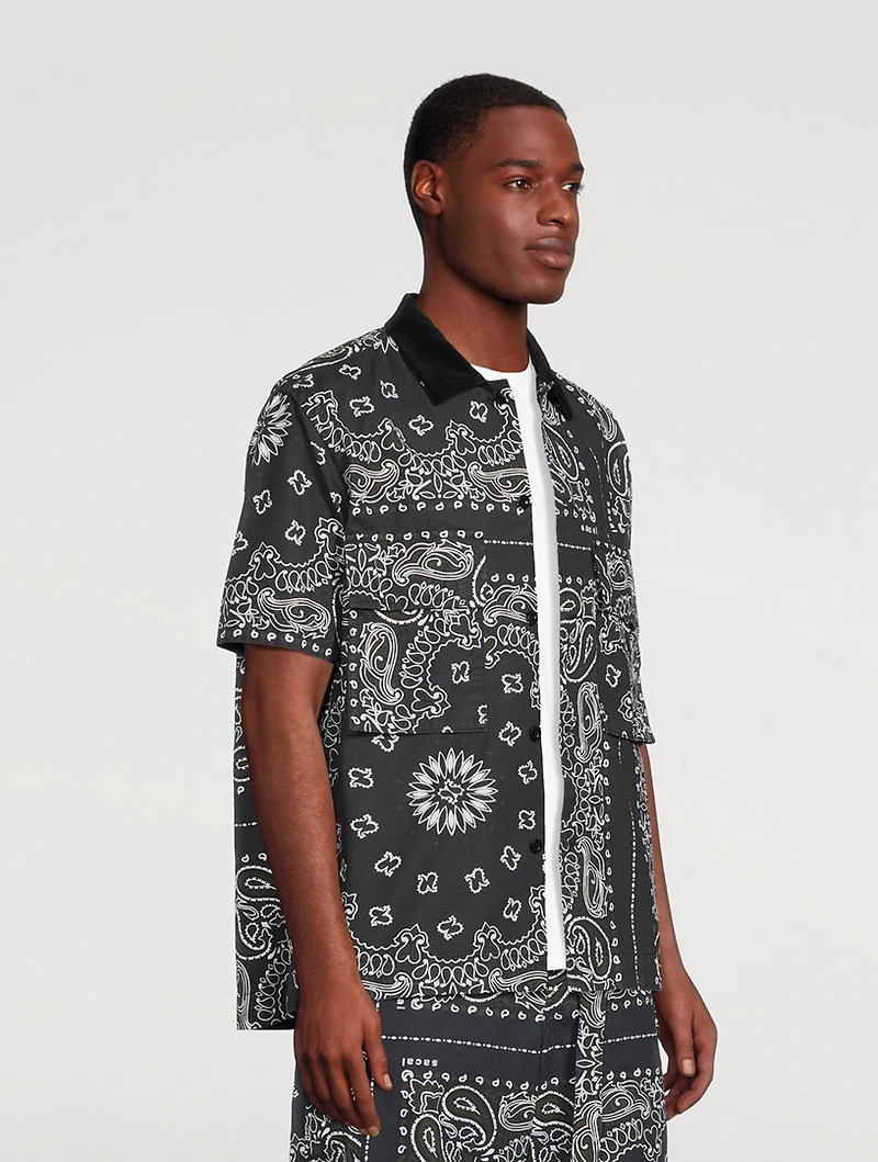 Cotton Short-Sleeve Shirt Bandana Print