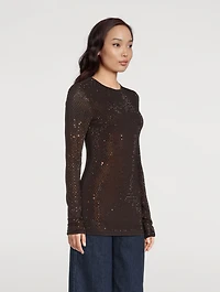 Embellished Mesh Top