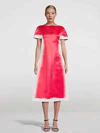 Silk Midi Dress Blurred Print