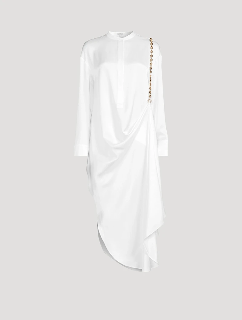 Chain-Trimmed Silk Shirt Dress