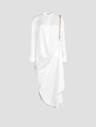 Chain-Trimmed Silk Shirt Dress