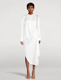 Chain-Trimmed Silk Shirt Dress