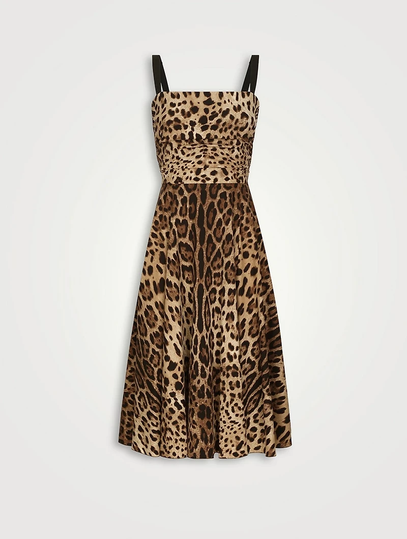 Corset Stretch-Silk Mini Dress Leopard Print