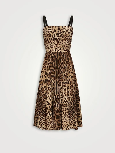 Corset Stretch-Silk Mini Dress Leopard Print