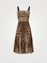 Corset Stretch-Silk Mini Dress Leopard Print
