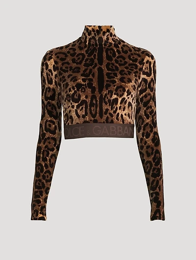 Cropped Turtleneck Leopard Print