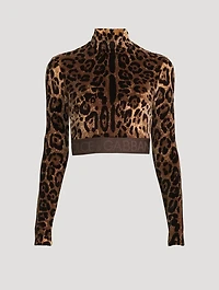 Cropped Turtleneck Leopard Print